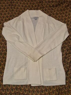 Mercer Street Studio Cream Open-Front Pocket Cardigan